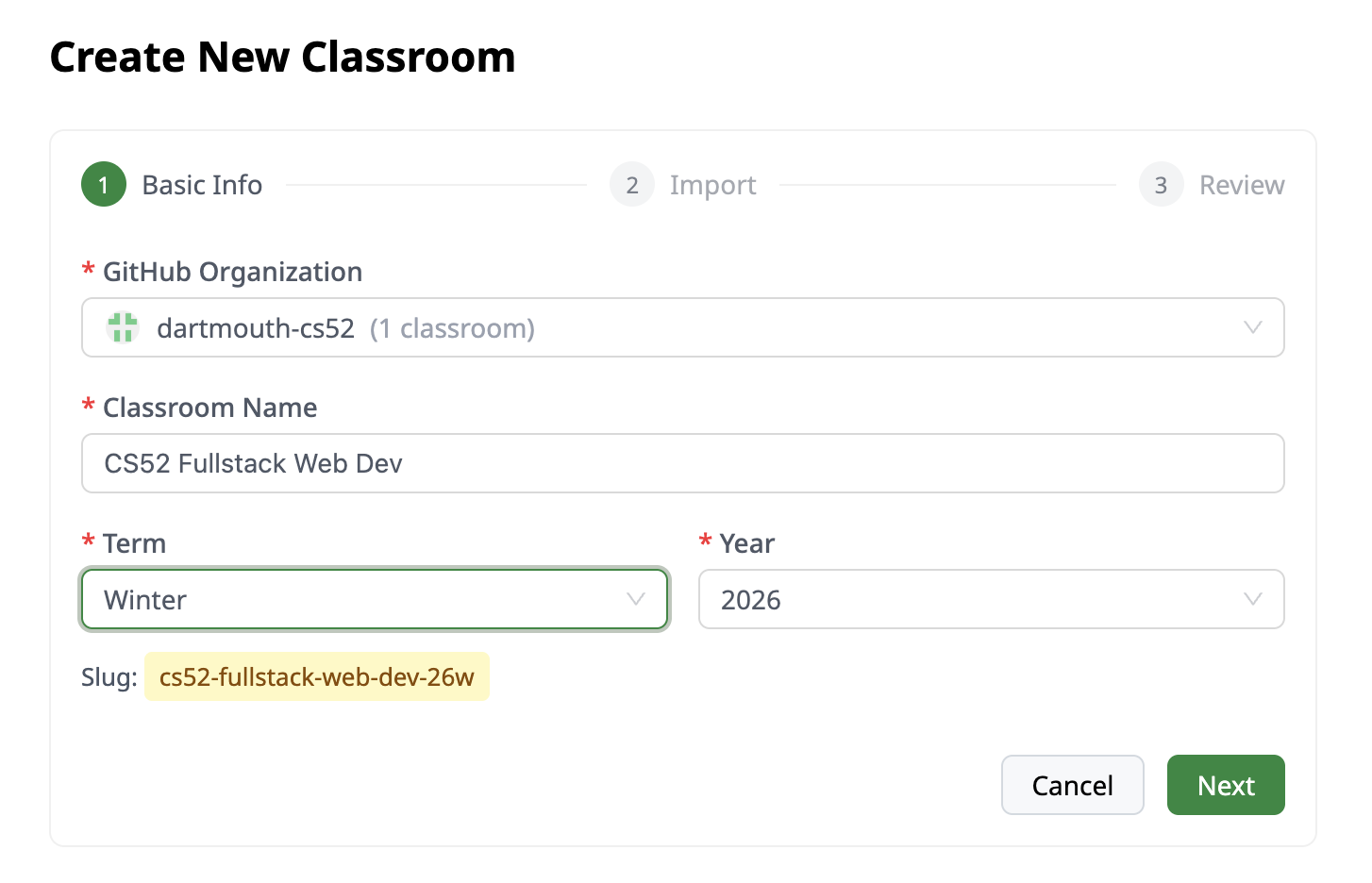 Create new classroom