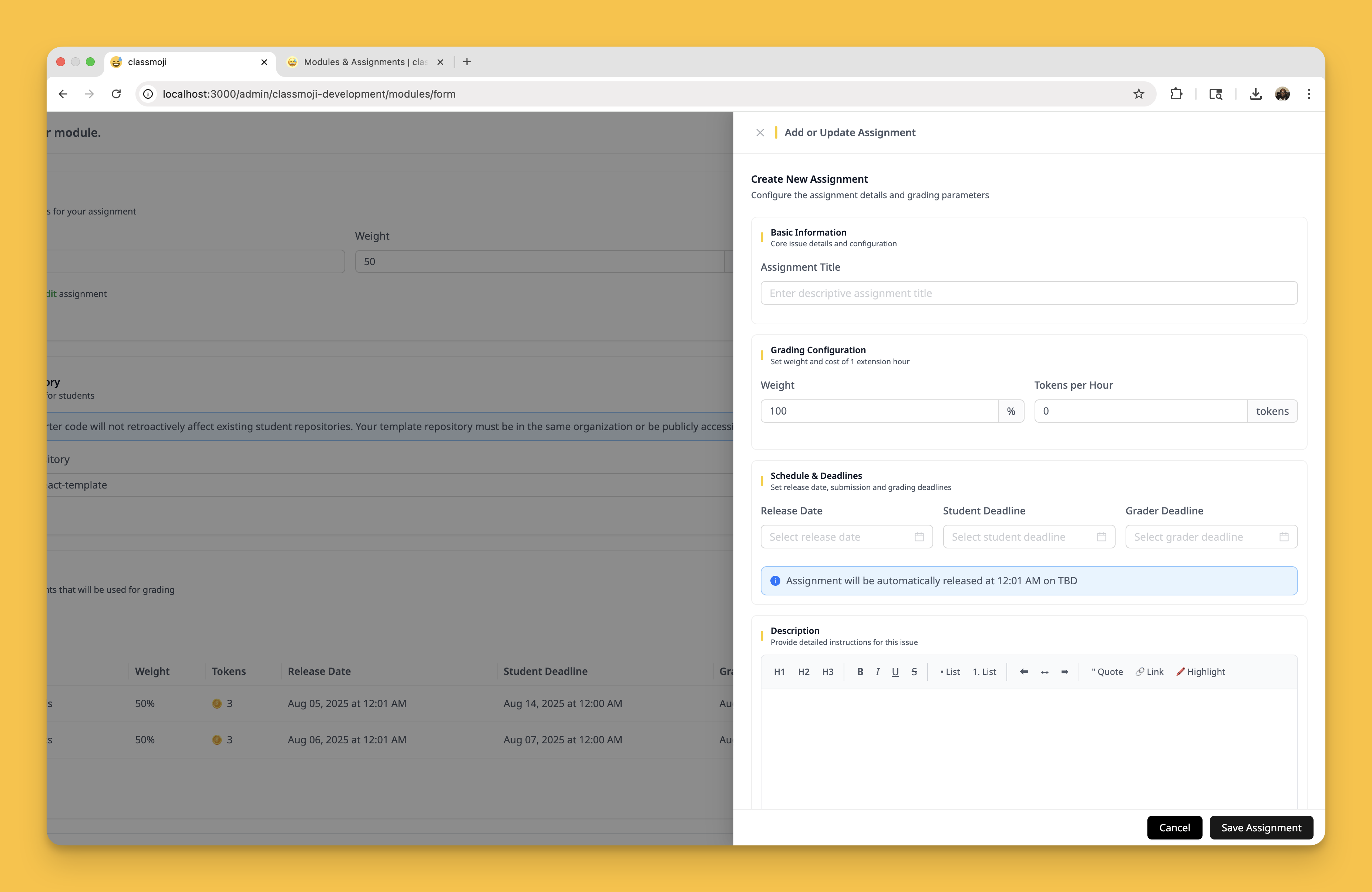 Create Assignment